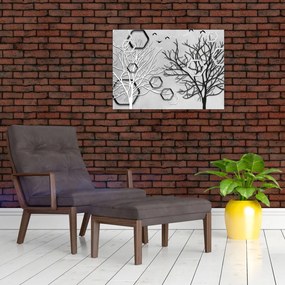 Abstrakcyjny obraz z drzewami (70x50 cm)
