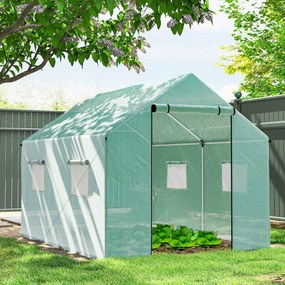 Outsunny Szklarnia Foliowa 2x3x2m Odporna na Wiatr z Oknem Drzwiami na Rolce Ochrona UV Zielona | Aosom PL