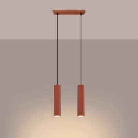 Lampa wisząca minimalistyczny Gloow, aluminium - 2 źródło światła 3000K - L.30 x H.90 cm - ochra czerwona