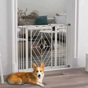 PawHut Bramka zabezpieczająca na drzwi i schody dla psów, 100 cm x 4 cm x 76 cm, Biały