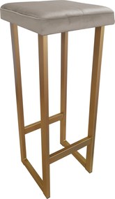 Hoker ALEX krzesło barowe tkanina Welur podstawa metalowa : Kolor Stelaża - Złoty, Kolor tkaniny - VELVET - MG09, Wysokość - 90 cm
