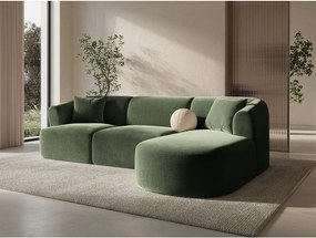 Zielony aksamitny narożnik (prawostronny/z szezlongiem) Campi – Cosmopolitan Design