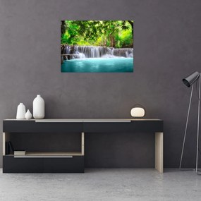 Obraz na szkle - Wodospad, turkusowy (70x50 cm)
