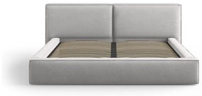 Jasnoszare tapicerowane łóżko dwuosobowe ze schowkiem i stelażem 180x200 cm Arendal – Cosmopolitan Design