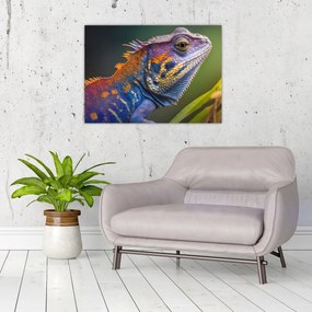 Obraz na szkle - Kolorowy legwan (70x50 cm)