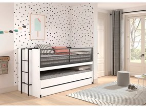 Białe piętrowe łóżko dziecięce z wysuwanym łóżkiem i stelażem 90x200 cm Sam – Vipack