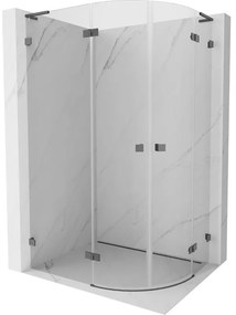 Mexen Lunar L kabina prysznicowa półokrągła uchylna lewa 100 x 90 cm, transparent, gun gray szczotkowany - 833L-100L-090P-66-00