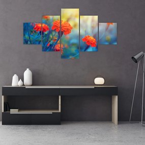 Obraz - Pomarańczowe kwiaty (125x70 cm)
