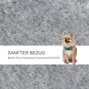 PawHut Drabinka dla Kota 3-stopniowa z Kratzami i Piłką, Drabinka dla Zwierząt dla Kotów do 5 kg Plusz Juta Szary 45 x 40 x 48 cm