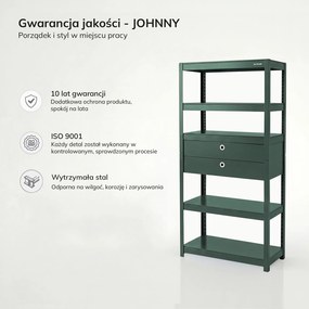 Metalowy regał do warsztatu z szufladami Johnny, 80 x 42 x 180 cm, kolor zielony
