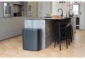 Ciemnoszary stalowy kosz na śmieci otwierany na dotyk 60 l Bo Touch Bin – Brabantia