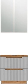 Zestaw mebli łazienkowych dąb/szary w paski 59.8x32x62.5 lotta