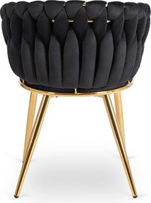 Krzesło Tapicerowane Plecione do Salonu CAPI Czarne Welurowe do Toaletki Nowoczesne Glamour
