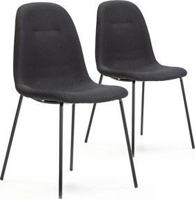 Kolumna Pakiet 2 krzesła jadalni Brenda tapicerowane czarne, 44 cm x 54 cm x 85 cm