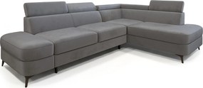 Masseno Narożnik AVISE z funkcją spania i pojemnikiem na pościel Narozniki L, Rozkładana sofa - Szary, MONOLITH 85