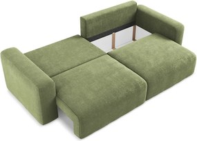 Zielona rozkładana/ze schowkiem sofa z tkaniny szenilowej 252 cm Kona – Makamii