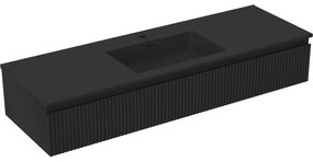 Mexen Rivel szafka łazienkowa 140 cm z umywalką Otis, 1 szuflada, ryflowana , czarna mat - 91A20-14023-1-BF71-W18M71