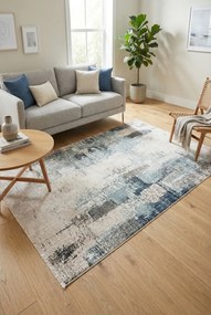 Nowoczesny jasnobeżowy dywan z frędzlami T1-M43