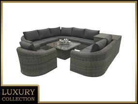 Rattanowy zestaw modułowy BORNEO LUXURY dla 8 osób (szary)