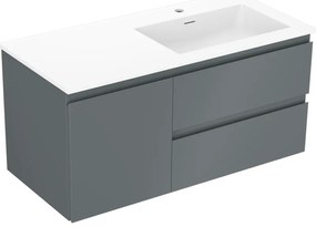 Mexen Orio szafka łazienkowa 100 cm z umywalką Otis prawą, 2S, 1D, grafit mat/biała mat - 91A13-10047-3-BBFFF66-W18P01