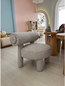 Elegancki czarno-biały fotel, 39 x 58 x 39 cm | Stelaż: 100% drewno karpiowe, tkanina: 100% poliester | Elegancki i wygodny do nowoczesnych przestrzeni