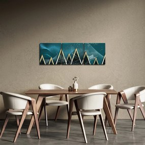 Obraz - Księżyc w pełni nad złotymi górami (z zegarem) (90x30 cm)