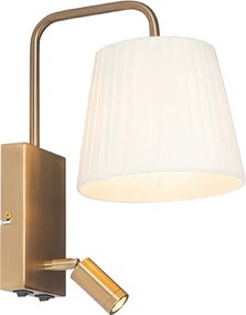 Nowoczesny kinkiet biało-brązowy z lampką do czytania - Renier