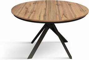 Okrągły stół z dębu rustykalnego, antracytowe metalowe nogi 120-170cm - PANTELLERIA