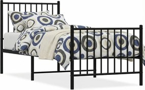 Czarne pojedyncze łóżko metalowe 90x200 cm D6-L41