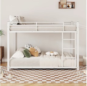 Łóżko piętrowe 2 x 140 x 200 cm - łóżko żelazne - białe