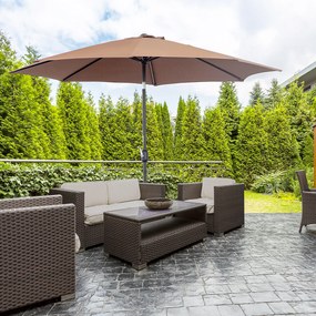 Outsunny Parasol Ogrodowy Zginany z Korbką 180m² Poliester Wysoka Odporność Brązowy | Aosom PL