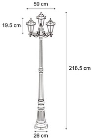 Zewnetrzna Klasyczna latarnia ogrodowa ciemnozielona 217cm 3-światła IP44 - New Haven klasyczny/Antyczny Oswietlenie zewnetrzne