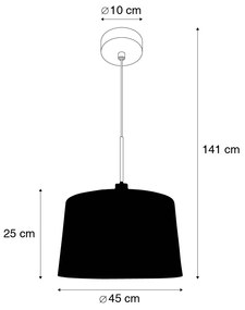 Nowoczesna lampa wisząca czarna z kloszem 45 cm biała - Combi 1 Nowoczesny Oswietlenie wewnetrzne