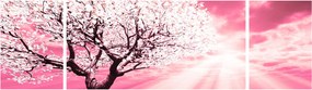 Różowy obraz drzewa (170x50 cm)