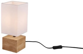 Biało-naturalna lampa stołowa z tekstylnym kloszem (wysokość 30 cm) Woody – Trio