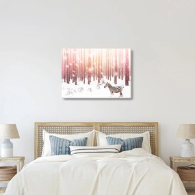 Obraz - Zebra w śnieżnym lesie (70x50 cm)