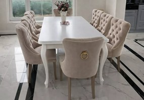 Zestaw stół rozkładany Viktor + krzesła tapicerowane Madame 2 – elegancki komplet do jadalni glamour