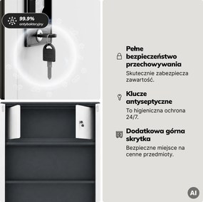 Szafa metalowa ze schowkiem antracytowo-biała, 900x1850x450 mm: TOMASZ
