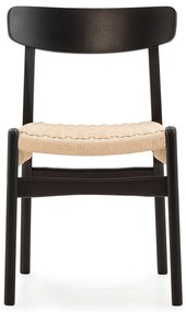 Czarne krzesła zestaw 2 szt. z litego drewna kauczukowego Biel – MOME