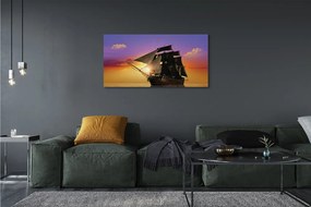 Obraz drukowany na płótnie Statek na Tle Kolorowego Nieba