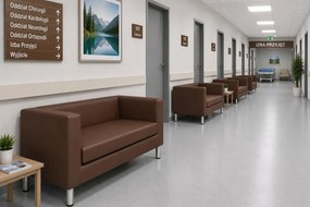 Sofa Monaco : Kolor nogi - Chrom, Kolor tkaniny - EKO-SKÓRA - 3D, Typ tkaniny - Eko-skóra , Wysokość nogi - 15 cm