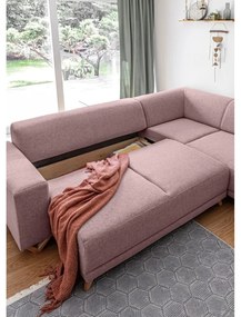 Różowy rozkładany/ze schowkiem narożnik (prawostronny/w kształcie litery L) Classy Sophie – Miuform
