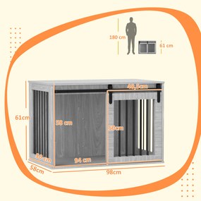 PawHut Klatka dla psa z drzwiami przesuwnymi wentylowana stalowa 98x58x61 cm szara | Aosom PL