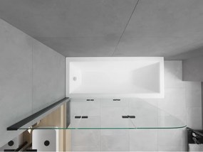 Mexen Cubik wanna prostokątna 160 x 70 cm z obudową i parawanem 3-skrzydłowym 120 cm, transparent, czarny - 550316070X9012037000
