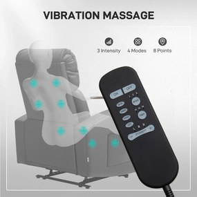 HOMCOM Fotel Masujący Relax z Funkcją Leżenia, 1 Stolik Składany, 1 Podnóżek; 77 cm x 93 cm x 105 cm, Czarny