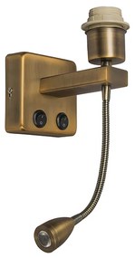 Lampa ścienna brązowa w tym LED z ramieniem do czytania - Brescia Combi Nowoczesny Oswietlenie wewnetrzne