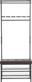 Wieszak HOMCOM na płaszcze i buty z siedziskiem Metalowy design 725x35x180cm Praktyczny i stylowy | Aosom PL