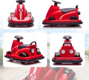 AIYAPLAY Autko zderzakowe dla dzieci, obracalne o 360 stopni, kierownica, światła LED, funkcja muzyczna, 3-8 lat, czerwony