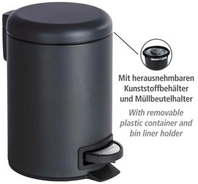 Czarny kosz na śmieci Wenko Leman, 3 l