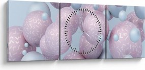 Malarstwo abstrakcyjne - Pastelowe kule (z zegarem) (90x30 cm)